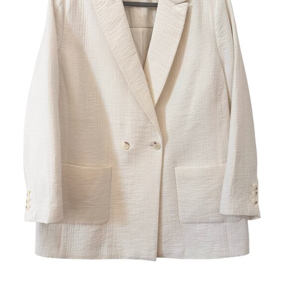 Talbots Textured Double-Breasted Blazer White Ivory Plus Size 16W - Picture 6 of 14